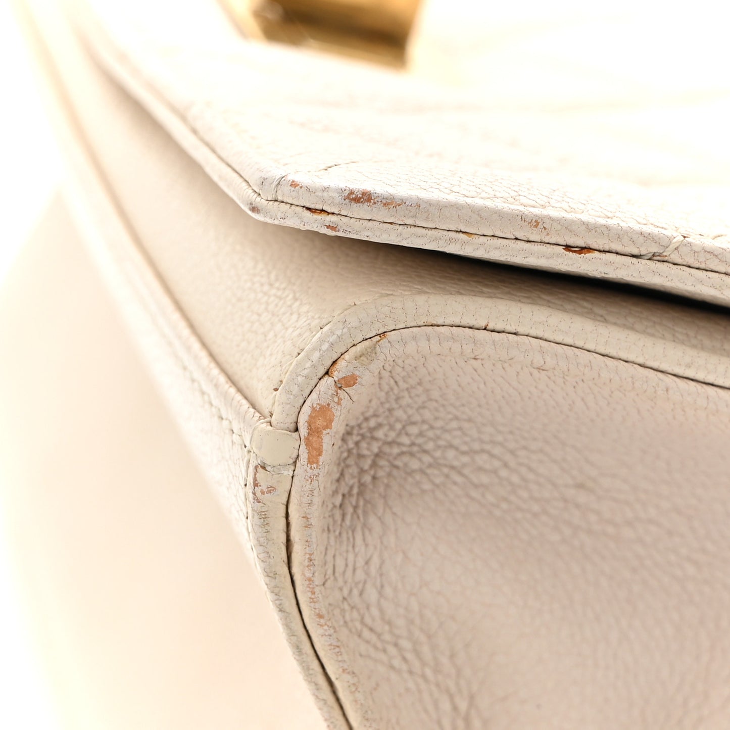 Goatskin Quilted Large Rita Top Handle Flap Beige