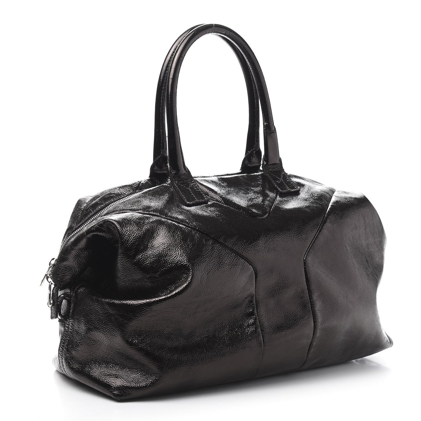 Textured Patent Easy Y Bag Black