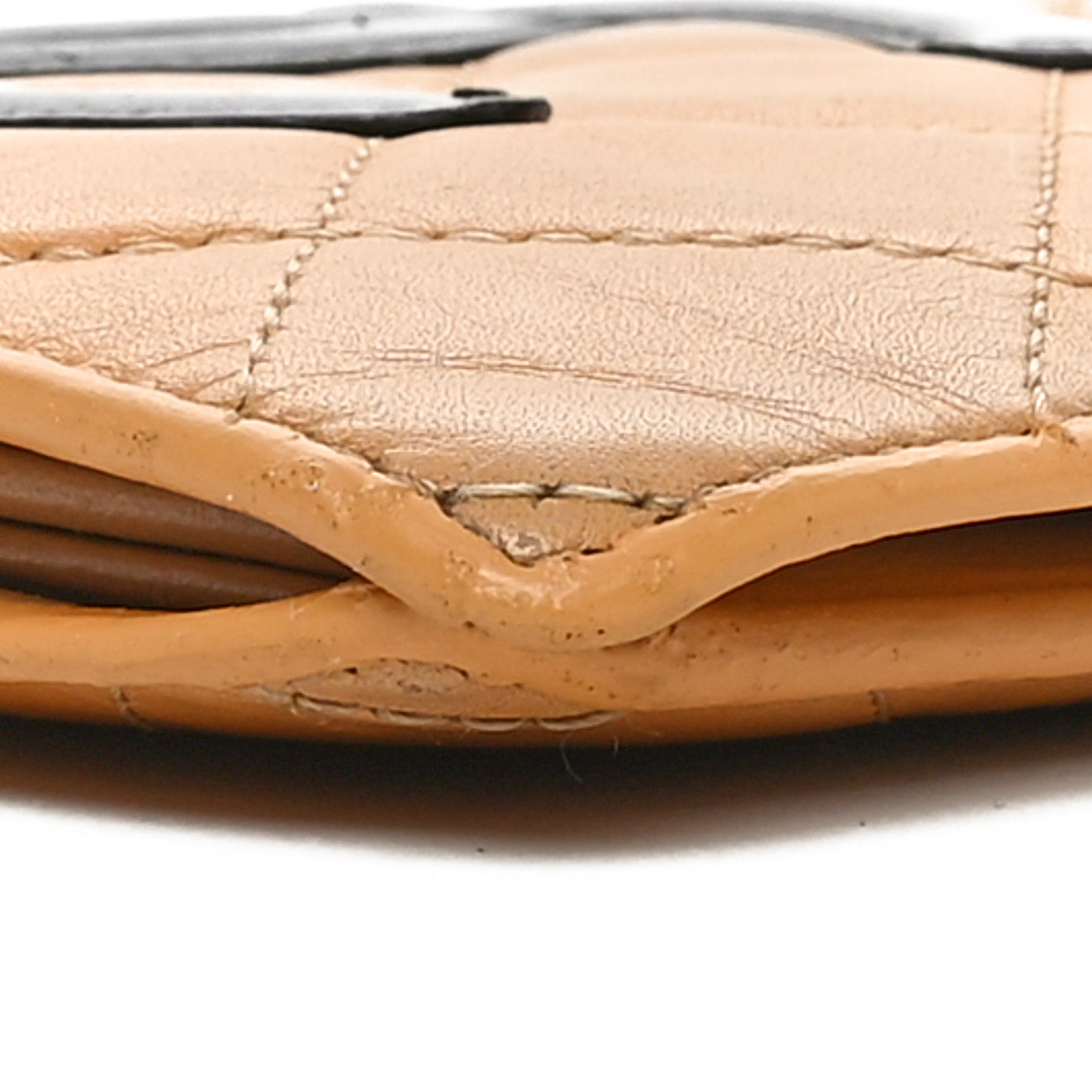 Calfskin Quilted Cambon Yen Wallet Beige Black