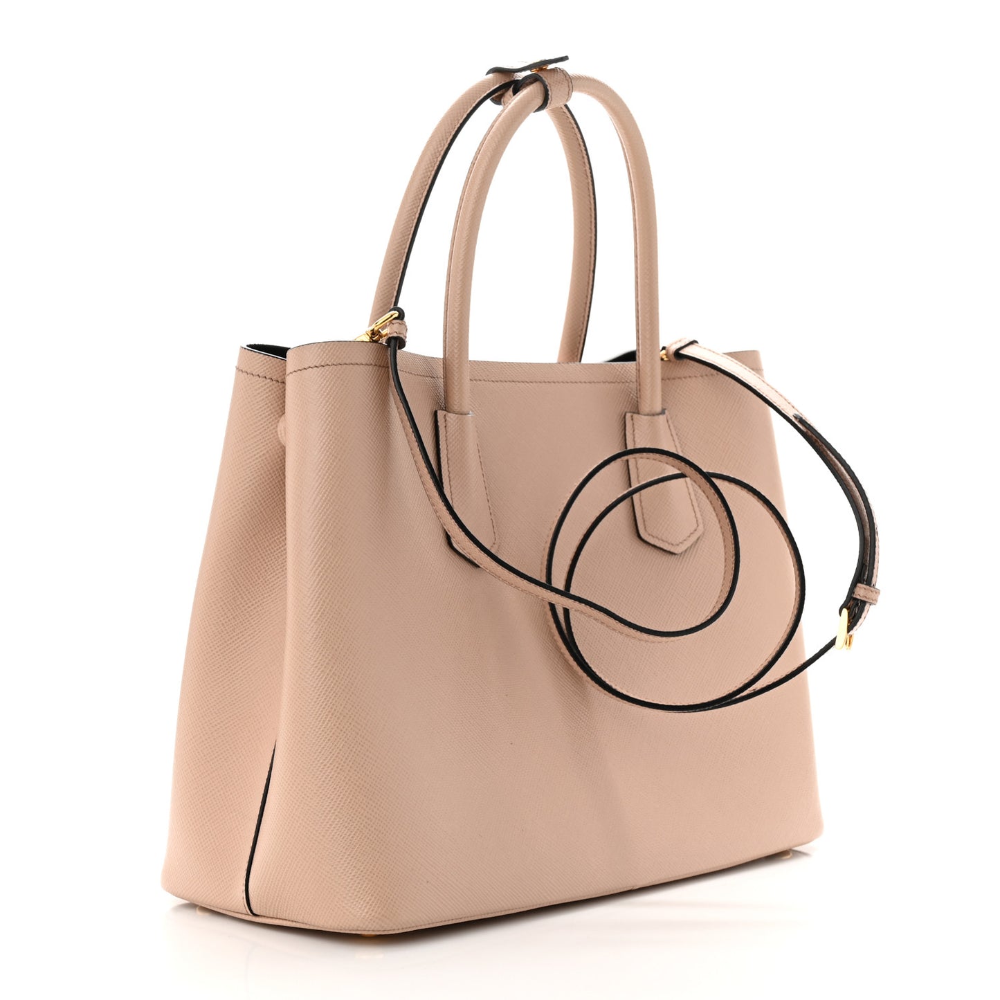 Saffiano Cuir Small Double Bag Cammeo Black