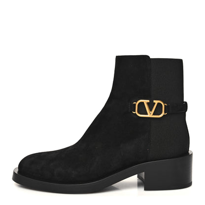 Valentino Garavani Suede VLogo 30mm Ankle Boots 39 Black 1 of 9