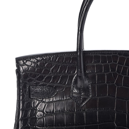 Hermes Matte Niloticus Crocodile Birkin 30 Black 12 of 27