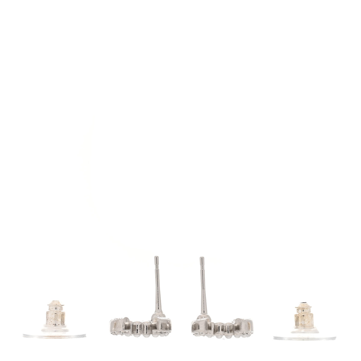Chanel Pearl Crystal CC Earrings Silver 3 of 5
