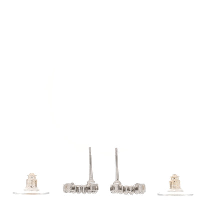 Chanel Pearl Crystal CC Earrings Silver 3 of 5