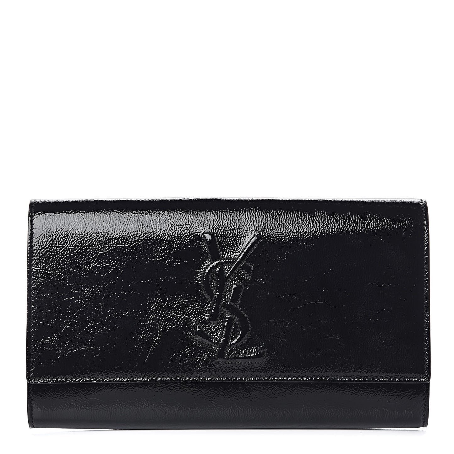 Textured Patent Monogram Large Belle De Jour Clutch Black