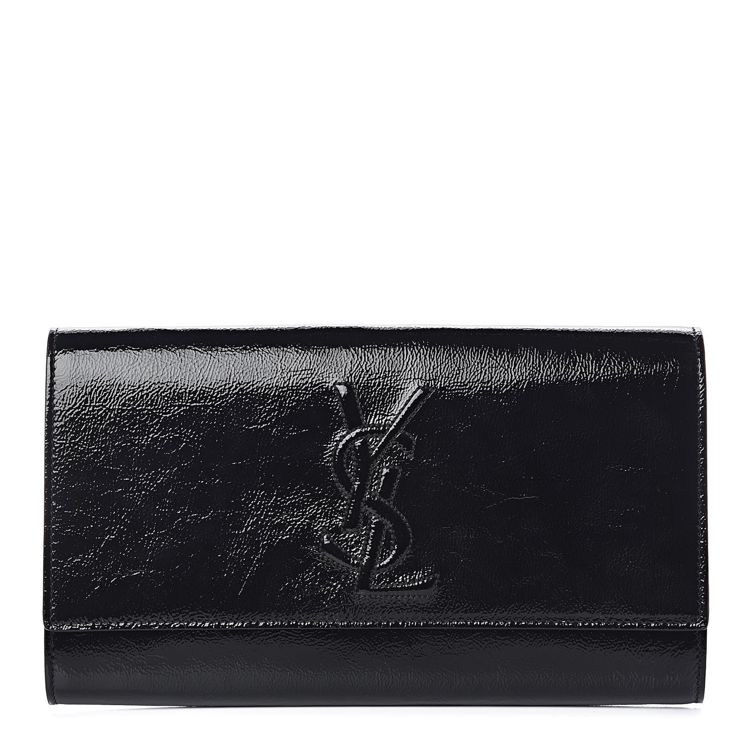 Saint Laurent Textured Patent Monogram Large Belle De Jour Clutch Black 1 of 9