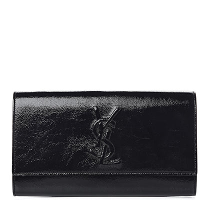 Saint Laurent Textured Patent Monogram Large Belle De Jour Clutch Black 1 of 9