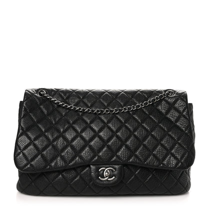 Chanel Calfskin Quilted Small XXL Travel Flap Bag Black 1 of 10