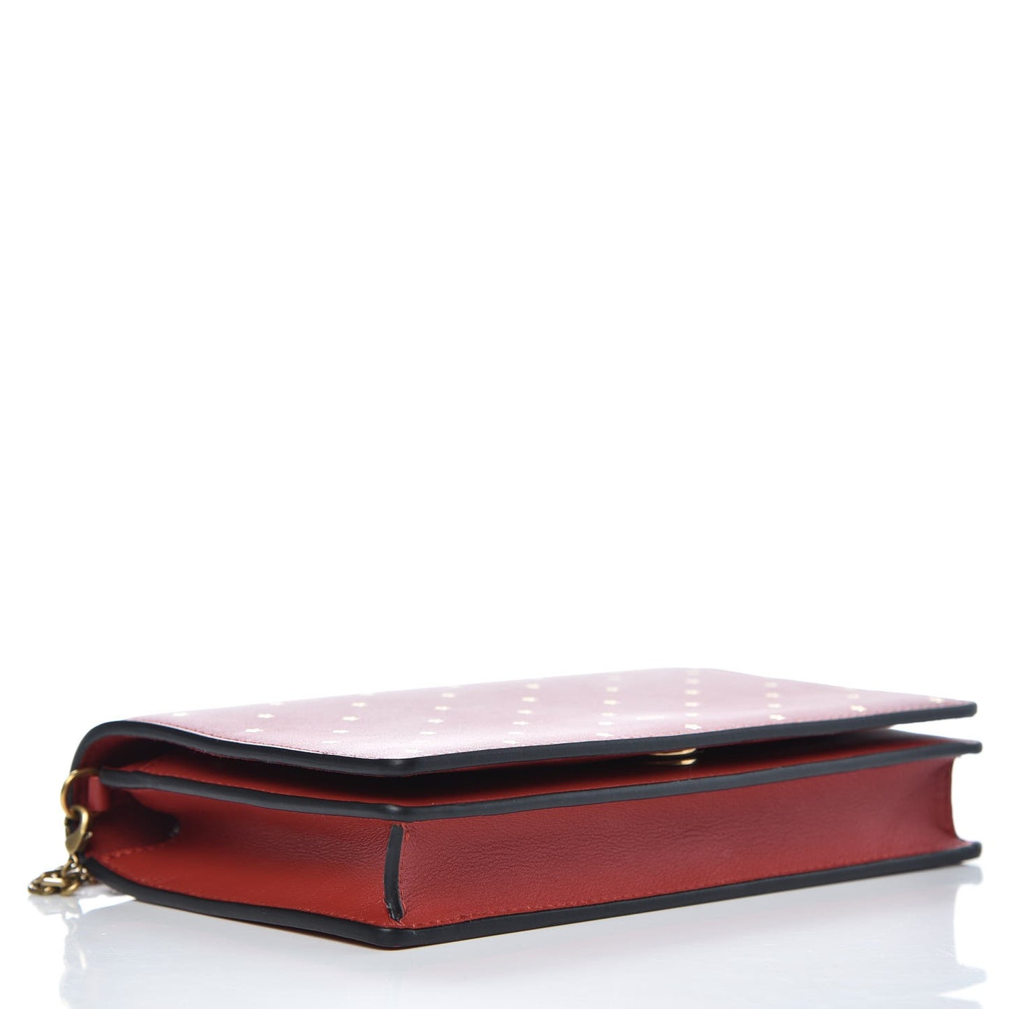 Calfskin Embossed Stars Wallet on Chain Rouge Gold