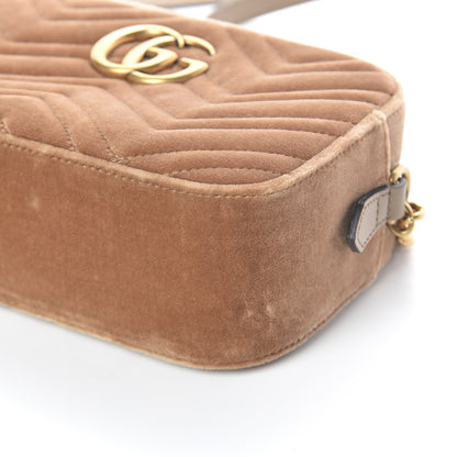 Gucci Velvet Matelasse Small GG Marmont Chain Shoulder Bag Taupe 10 of 10