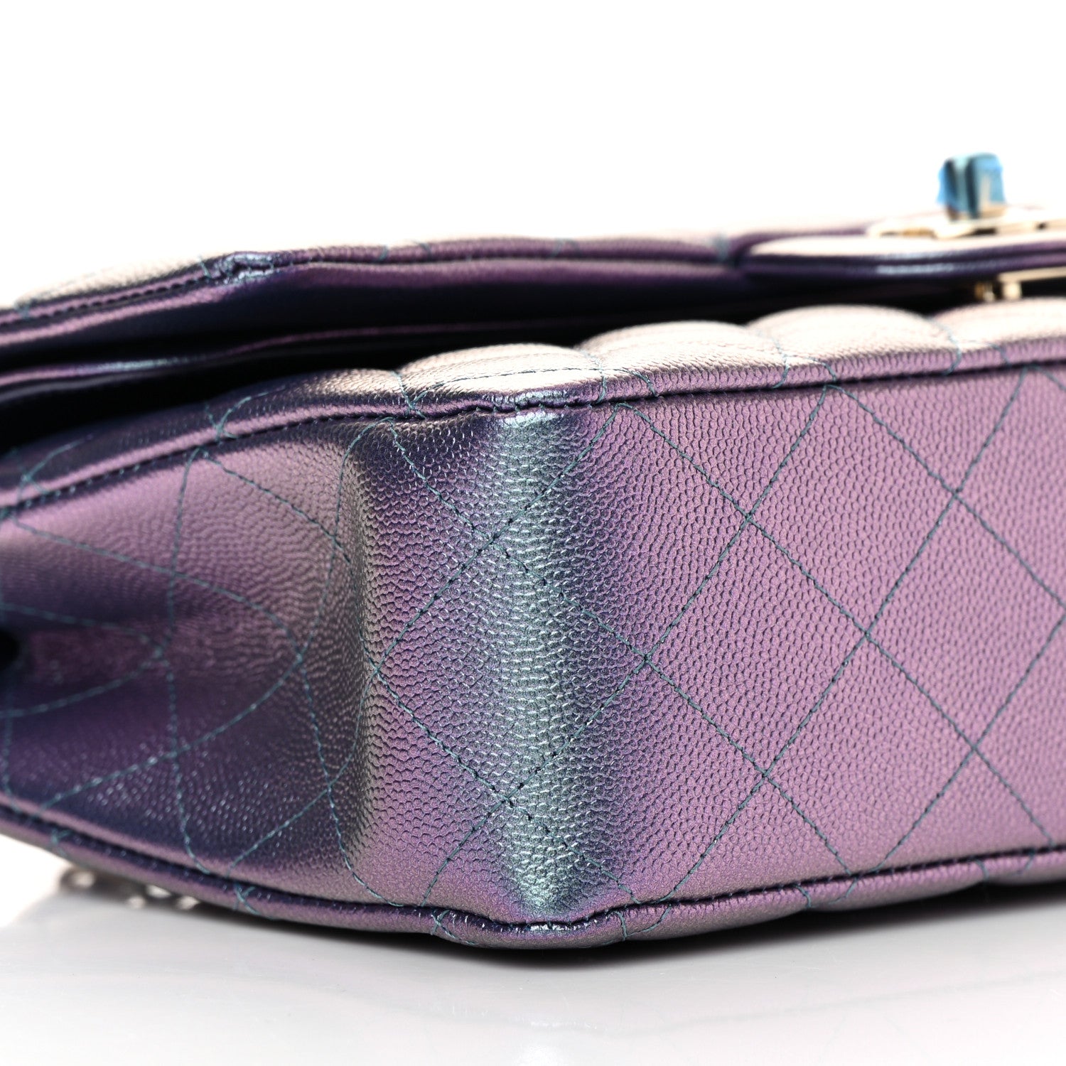 Chanel Iridescent Caviar Quilted Medium Double Flap Dark Blue 9 of 13
