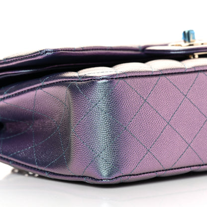 Chanel Iridescent Caviar Quilted Medium Double Flap Dark Blue 9 of 13
