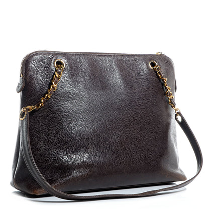 Chanel Caviar Flap Shoulder Bag Dark Brown 3 of 9