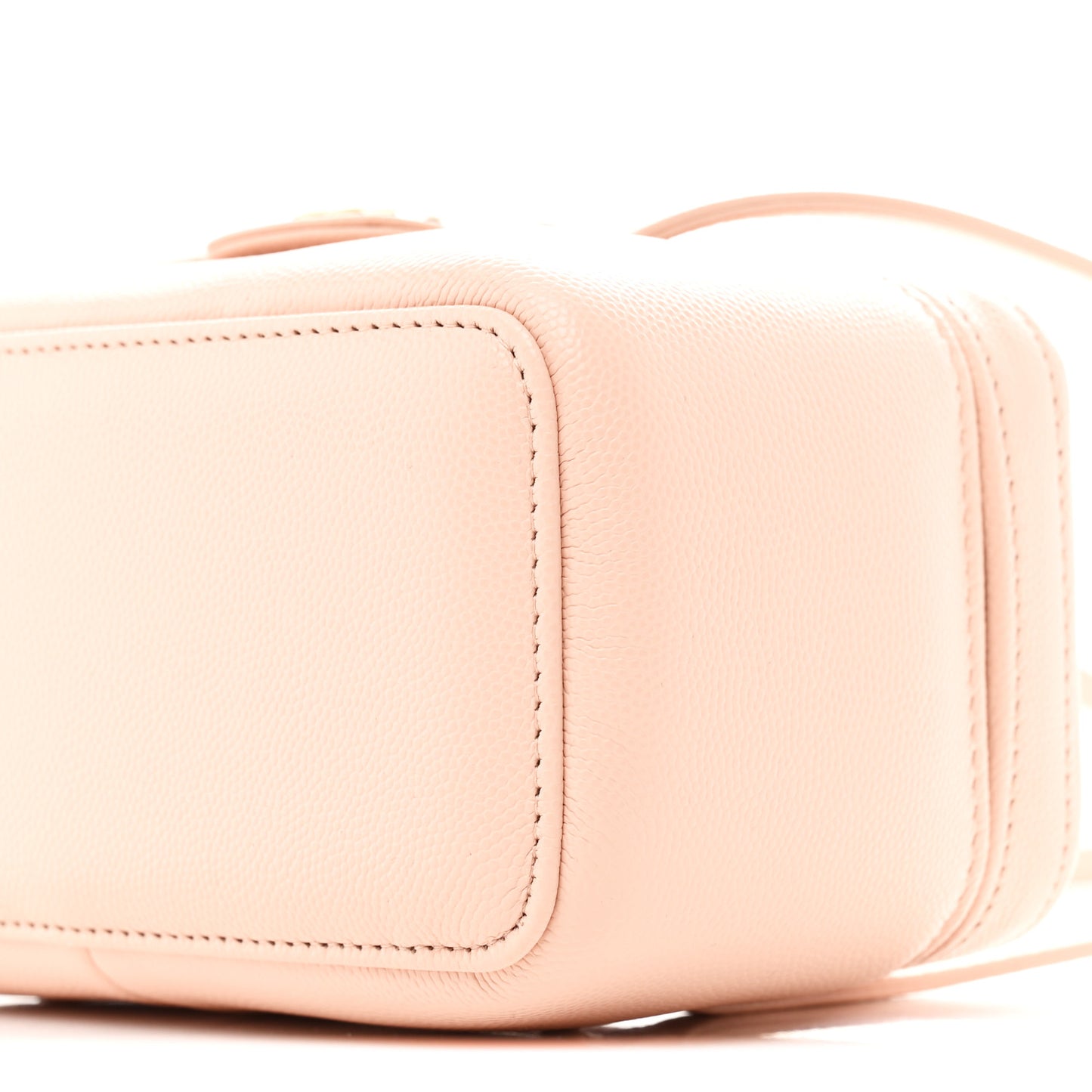 Shiny Caviar Preppy Coco Long Vanity With Strap  Light Pink