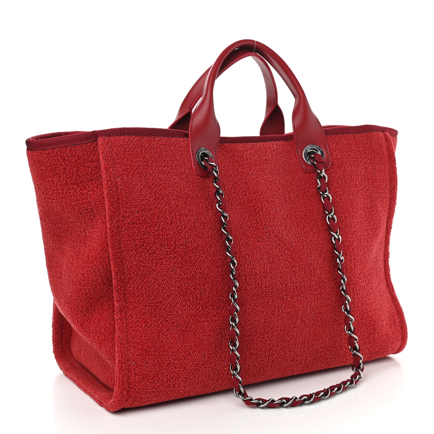 Lurex Boucle Medium Deauville Tote Red