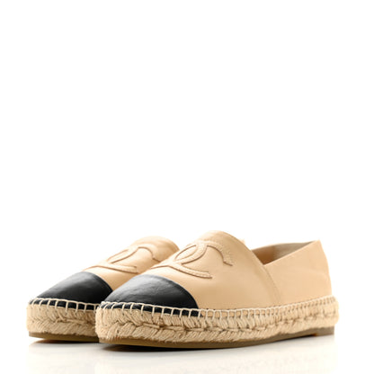 Chanel Lambskin CC Espadrilles 38 Beige Black 4 of 11