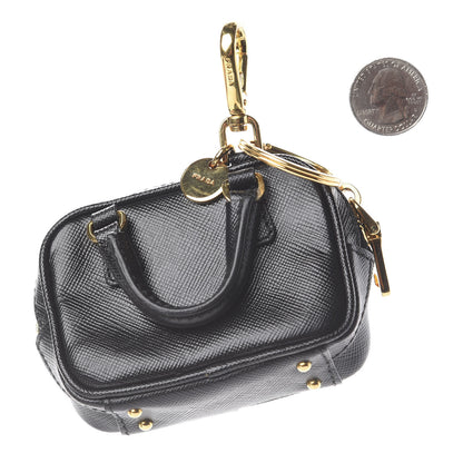 Prada Saffiano Lux Mini Top Handle Key Pouch Black 2 of 4
