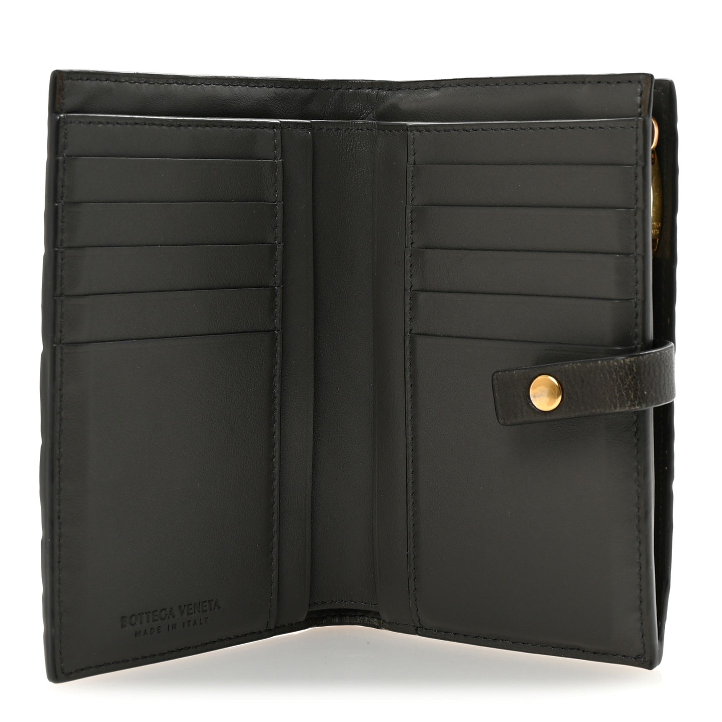 Nappa Intrecciato Bifold Zip Wallet Ebano