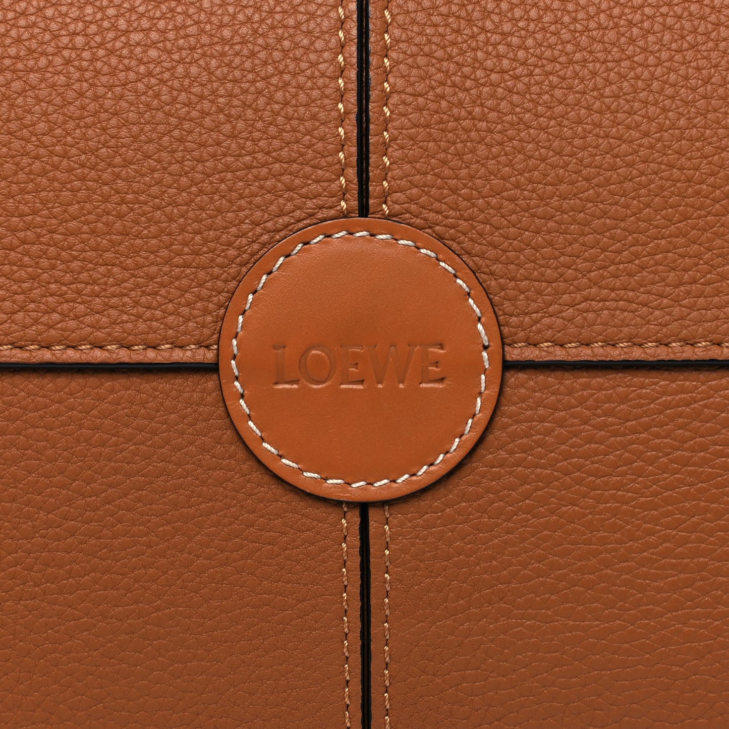 Grained Calfskin Cushion Tote Tan