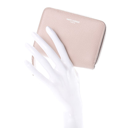 Saint Laurent Grained Calfskin Rive Gauche Compact Zip Around Wallet Pink 2 of 6