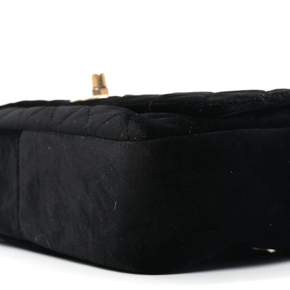 Chanel Velvet Quilted Small Camellia Flap Black 10 of 10