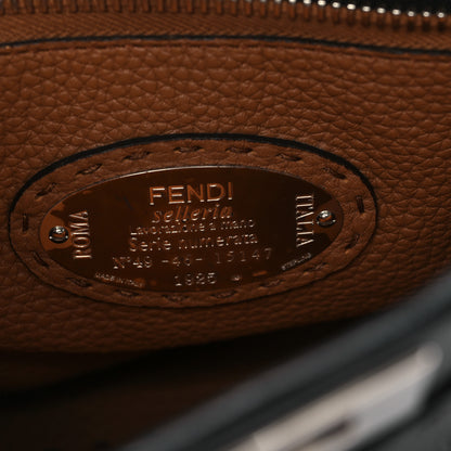 Fendi Cuoio Romano Selleria Bi-Color Medium Peekaboo Iconic Satchel Black Mou 7 of 11