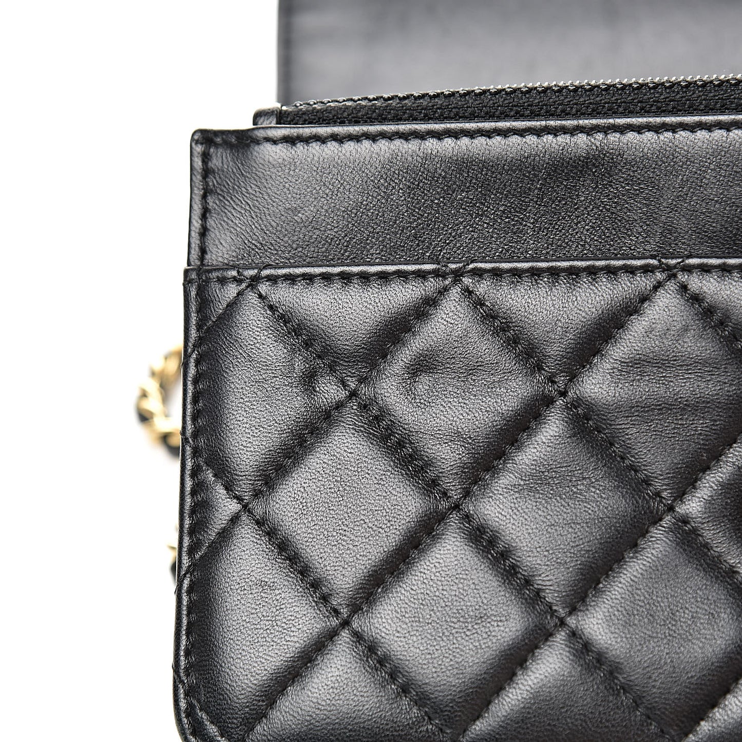 Lambskin Quilted Wallet On Chain WOC Black