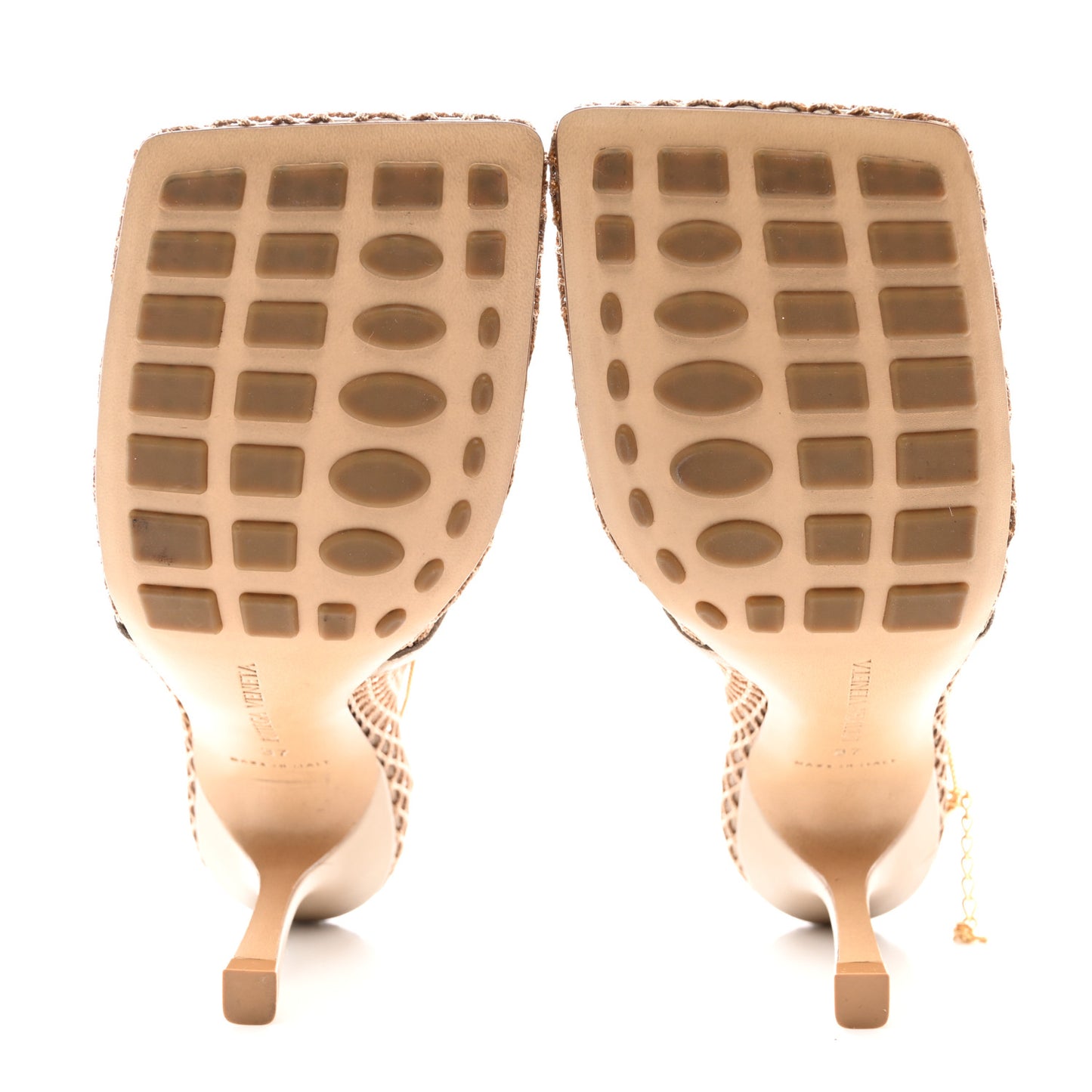 Mesh Calfskin Chain Stretch Pumps 37 Beige
