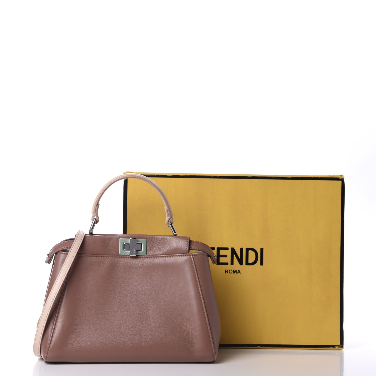 Fendi Nappa Colorblock Mini Peekaboo Iconic Satchel English Rose Plaster Oxigen 13 of 13
