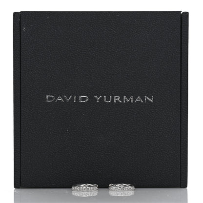 David Yurman Sterling Silver Diamond Sculpted Cable Huggie Hoop Earrings 5 of 5