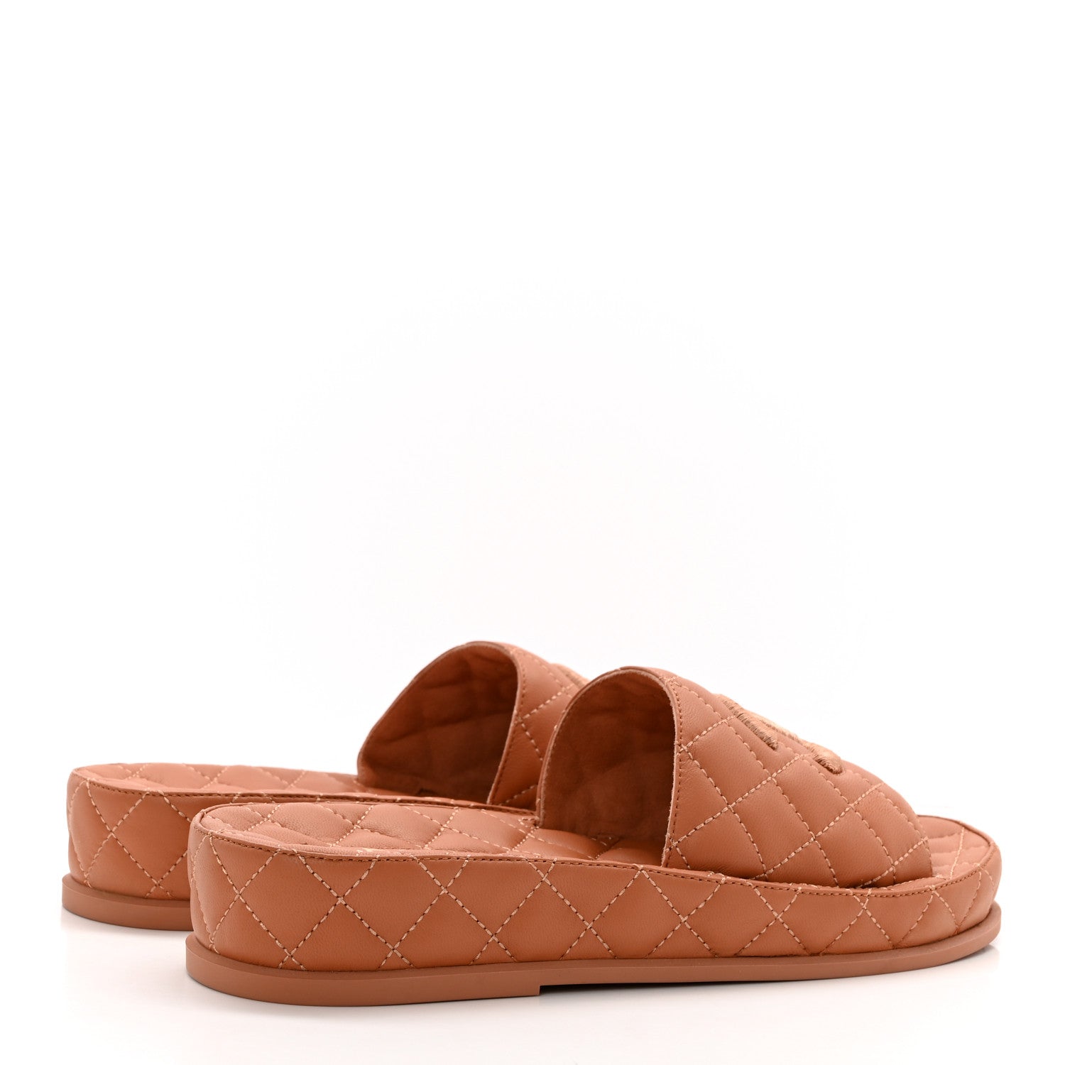 Chanel Lambskin Quilted CC Mules Sandals 38 Brown 4 of 9