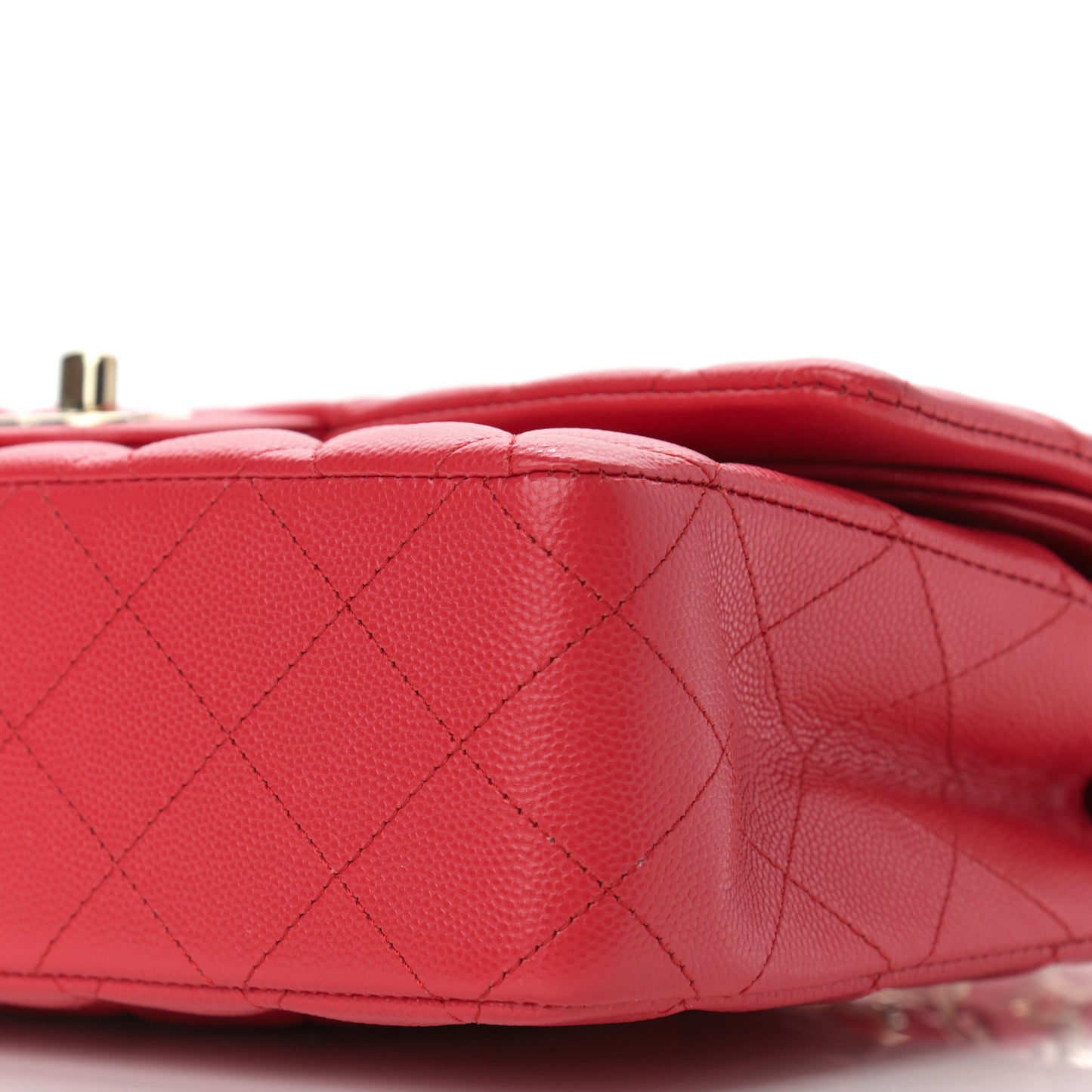 Caviar Quilted Medium Double Flap Red
