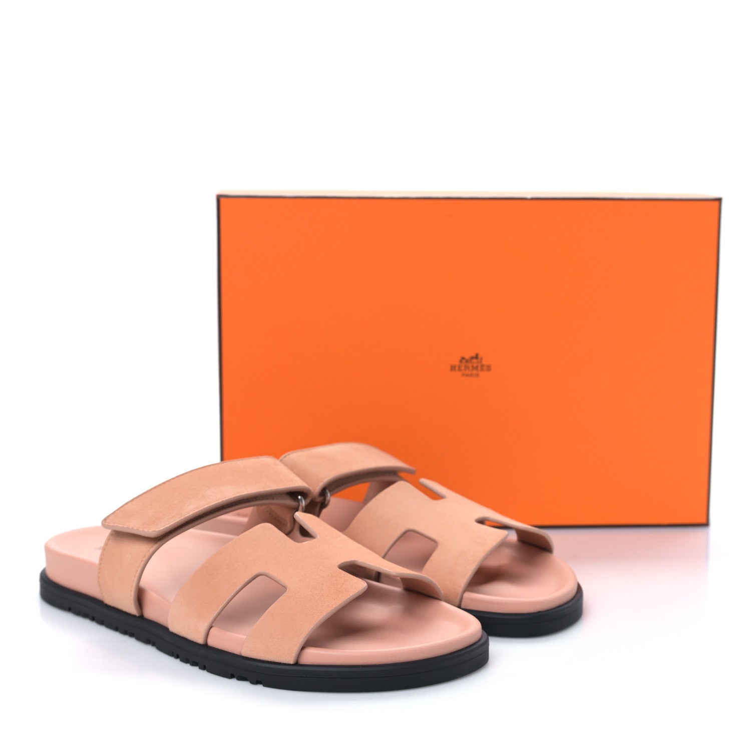 Hermes Suede Goatskin Womens Chypre Sandals 38 Nude 9 of 9