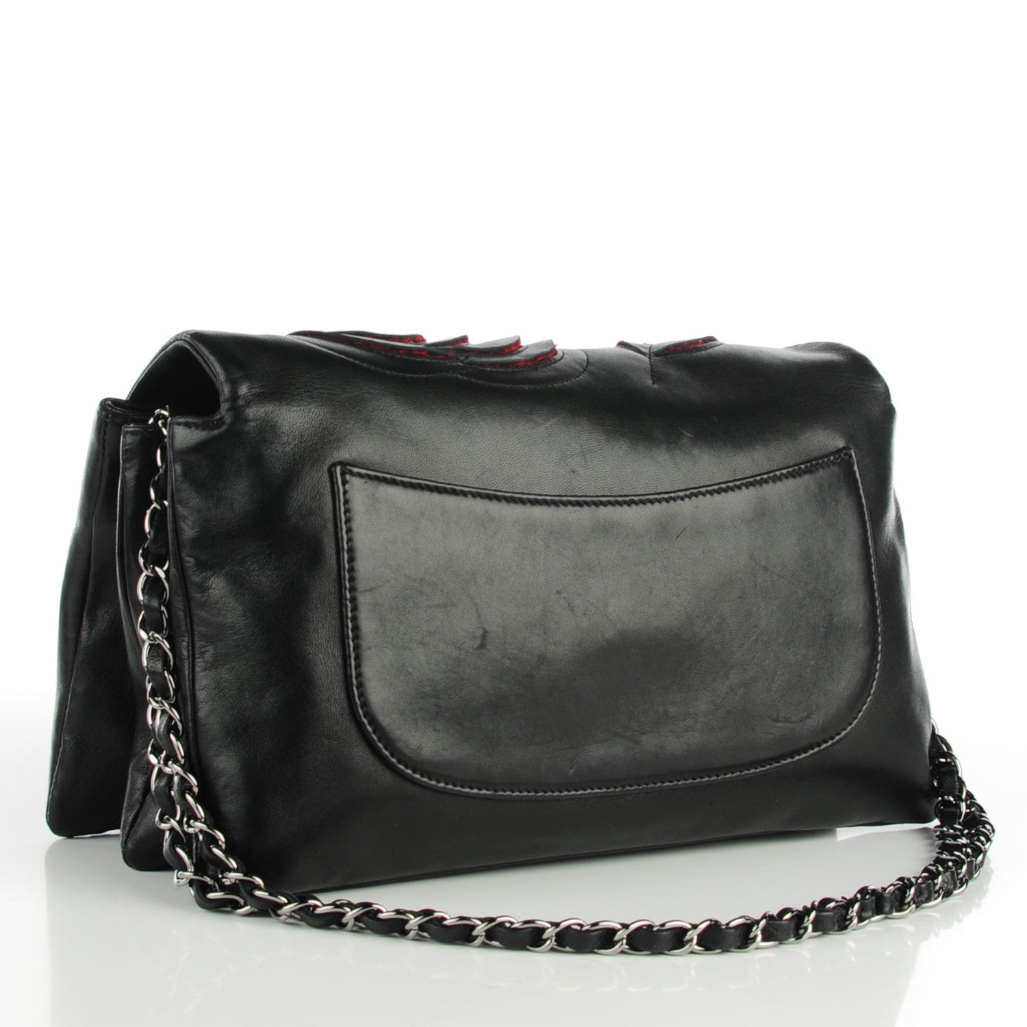 Chanel Lambskin Tweed Large Camellia Petals Flap Black 3 of 8