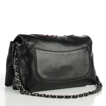 Chanel Lambskin Tweed Large Camellia Petals Flap Black 3 of 8