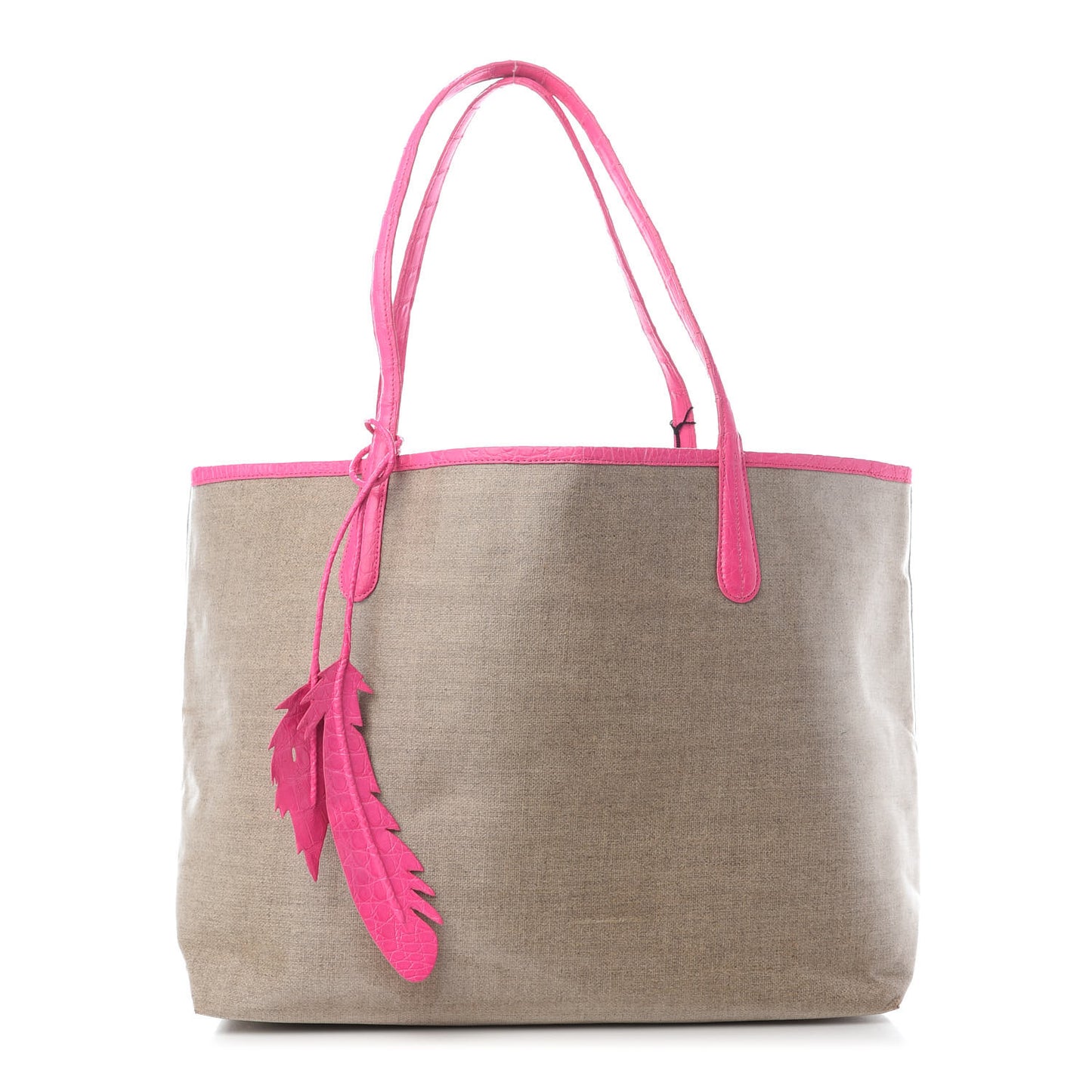 Coated Linen Crocodile Medium Erica Shopper Tote Pink