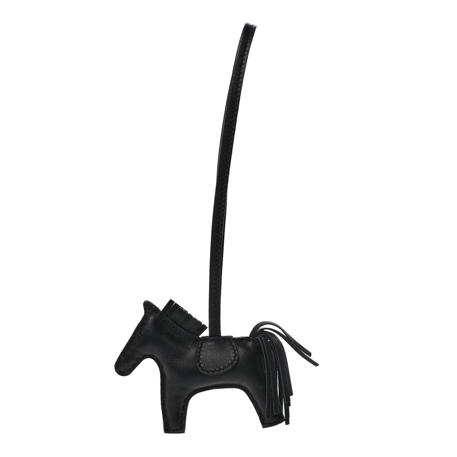 Hermes Milo Lambskin Grigri Rodeo Horse Bag Charm PM So Black 1 of 6