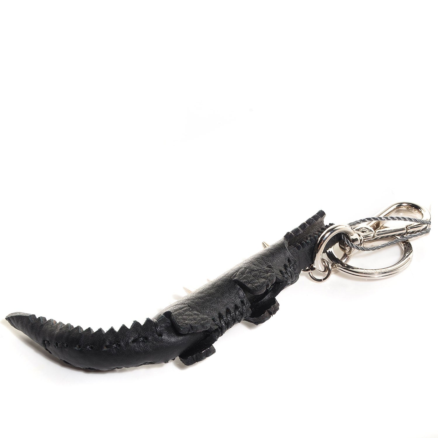 Fendi Calfskin Gator Charm Key Fob Black 5 of 5