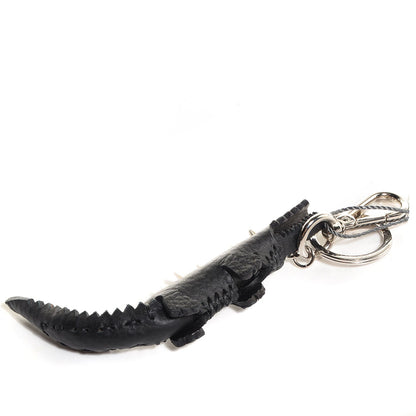 Fendi Calfskin Gator Charm Key Fob Black 5 of 5