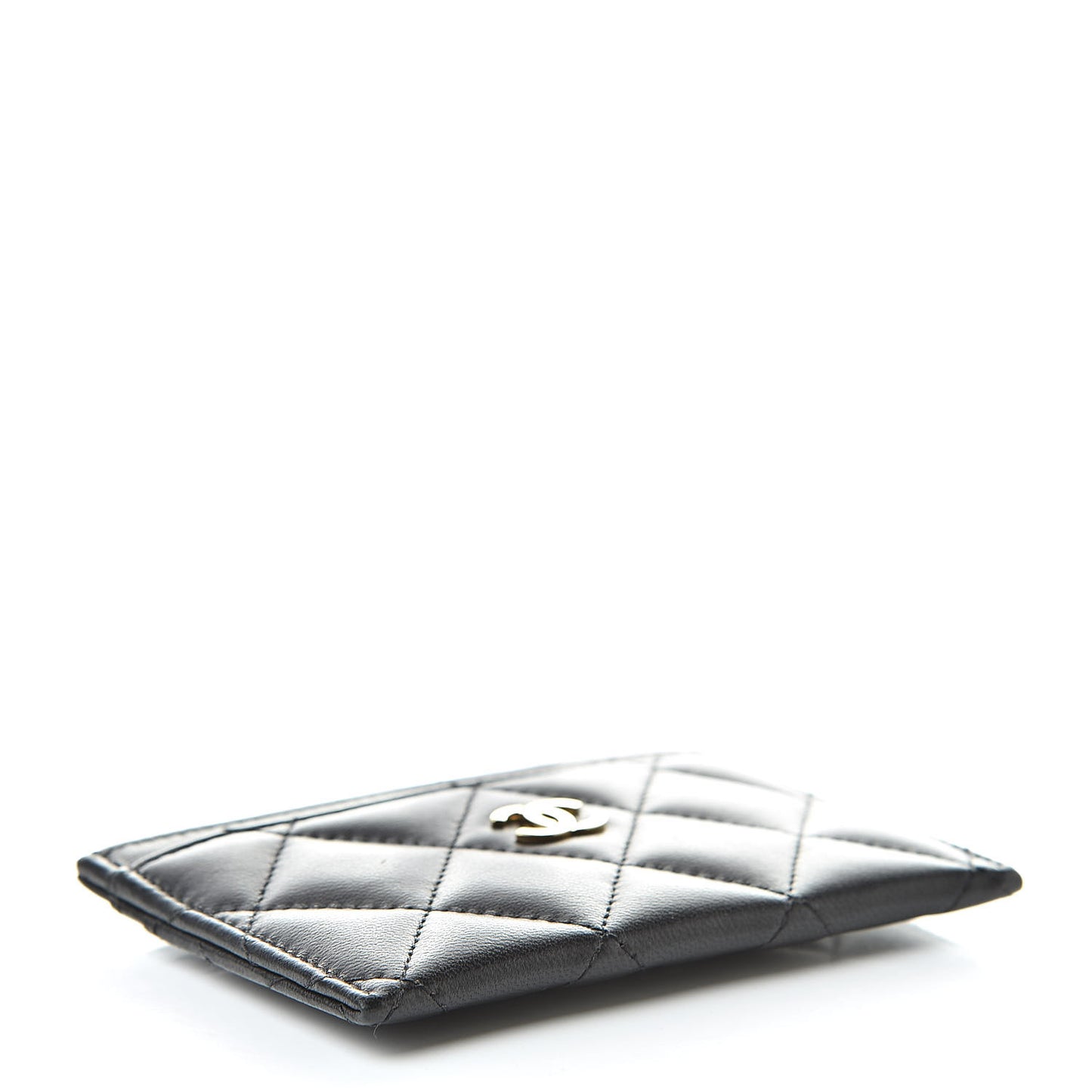 Lambskin Quilted Card Holder Black