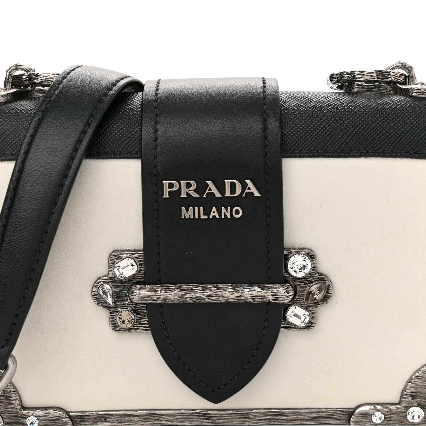 Crystal City Calf Saffiano Cahier Shoulder Bag Talco Black