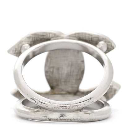 Chanel Metal Crystal Palais Garnier Ring 52 6 Silver 3 of 4