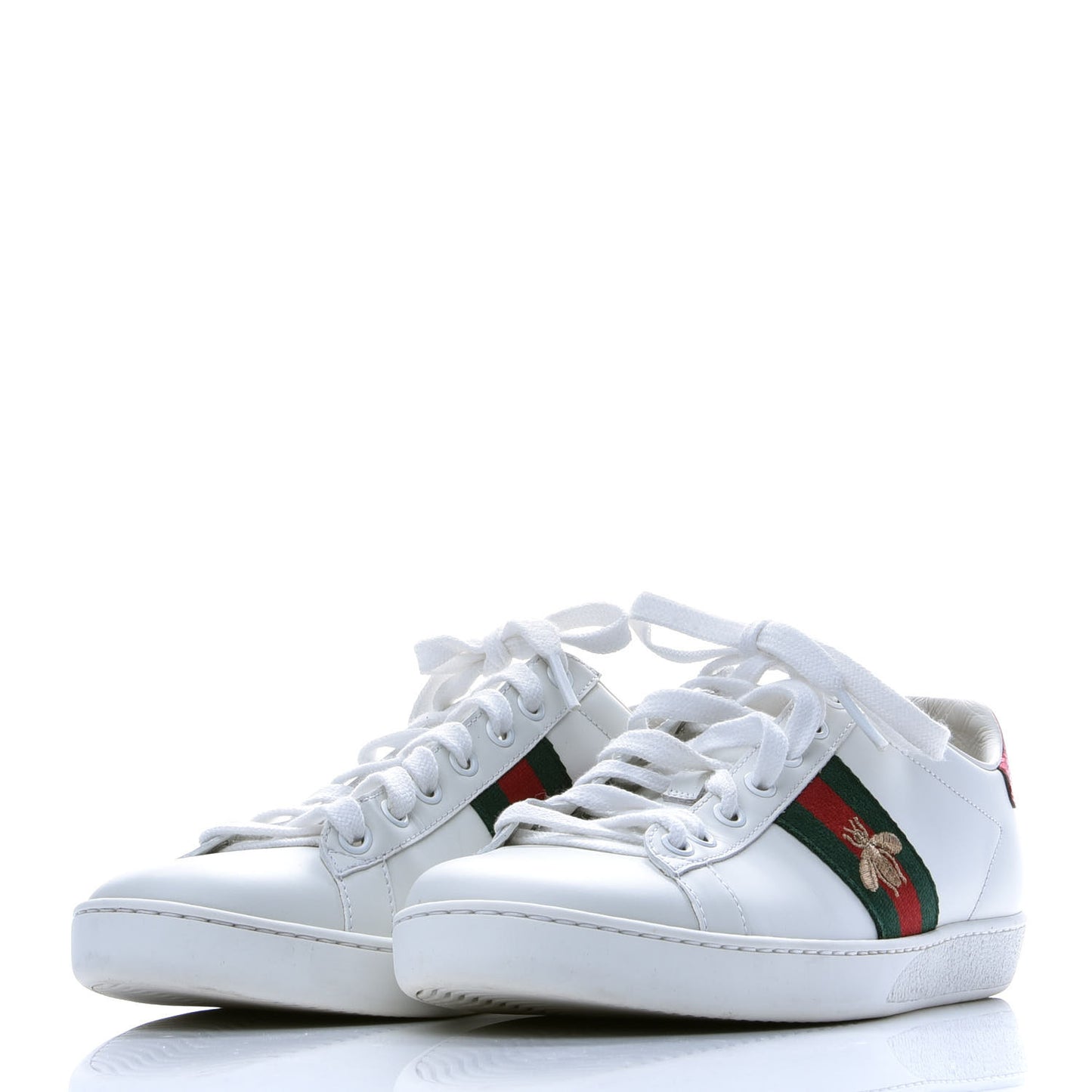 Calfskin Ayers Bee Embroidered Womens Ace Sneakers 39 White Green