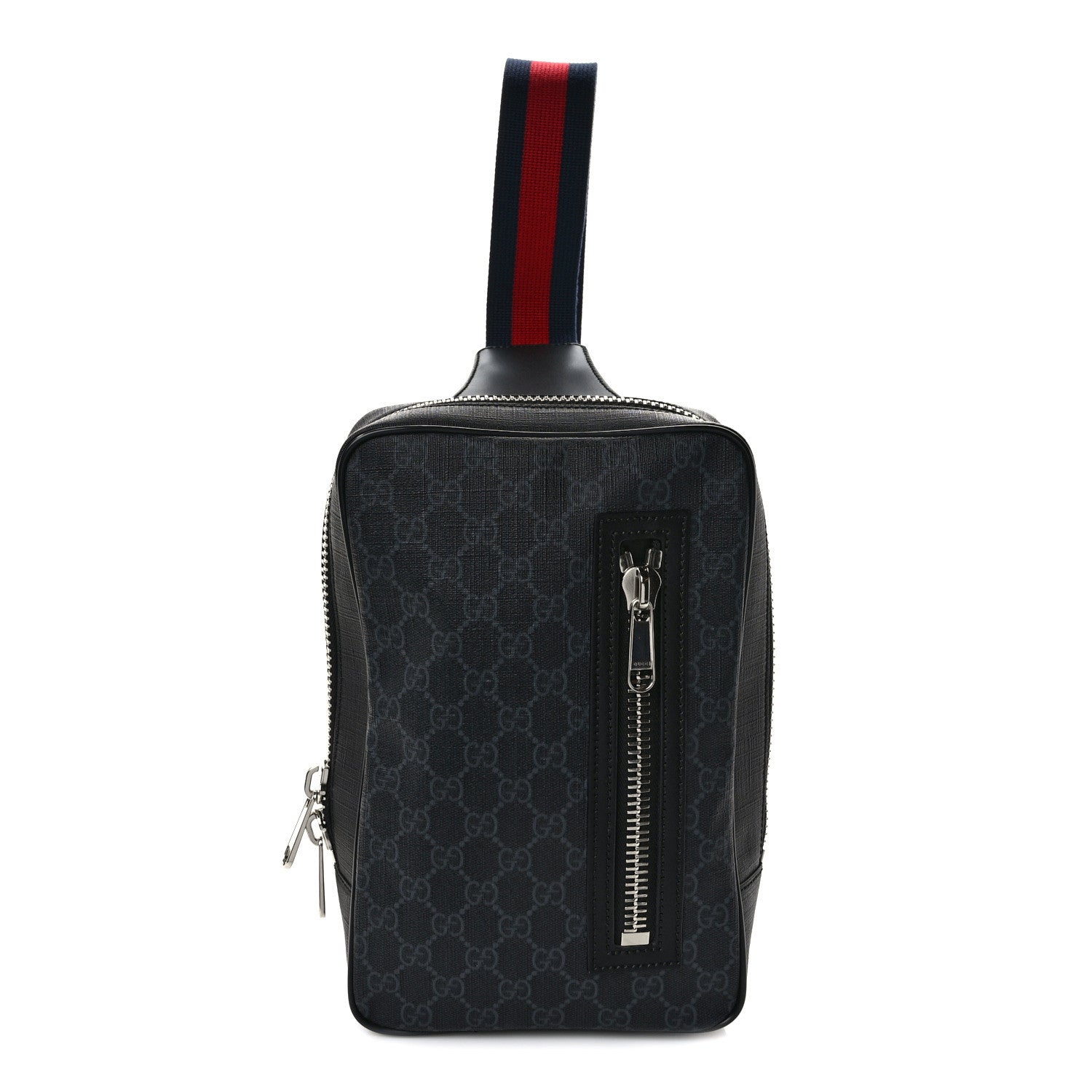 Gucci GG Supreme Monogram Web Belt Bag Black Grey 1 of 8