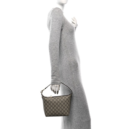 Gucci GG Supreme Monogram Textured Calfskin Web Super Mini Ophidia Shoulder Bag Beige Ebony New Acero 2 of 10
