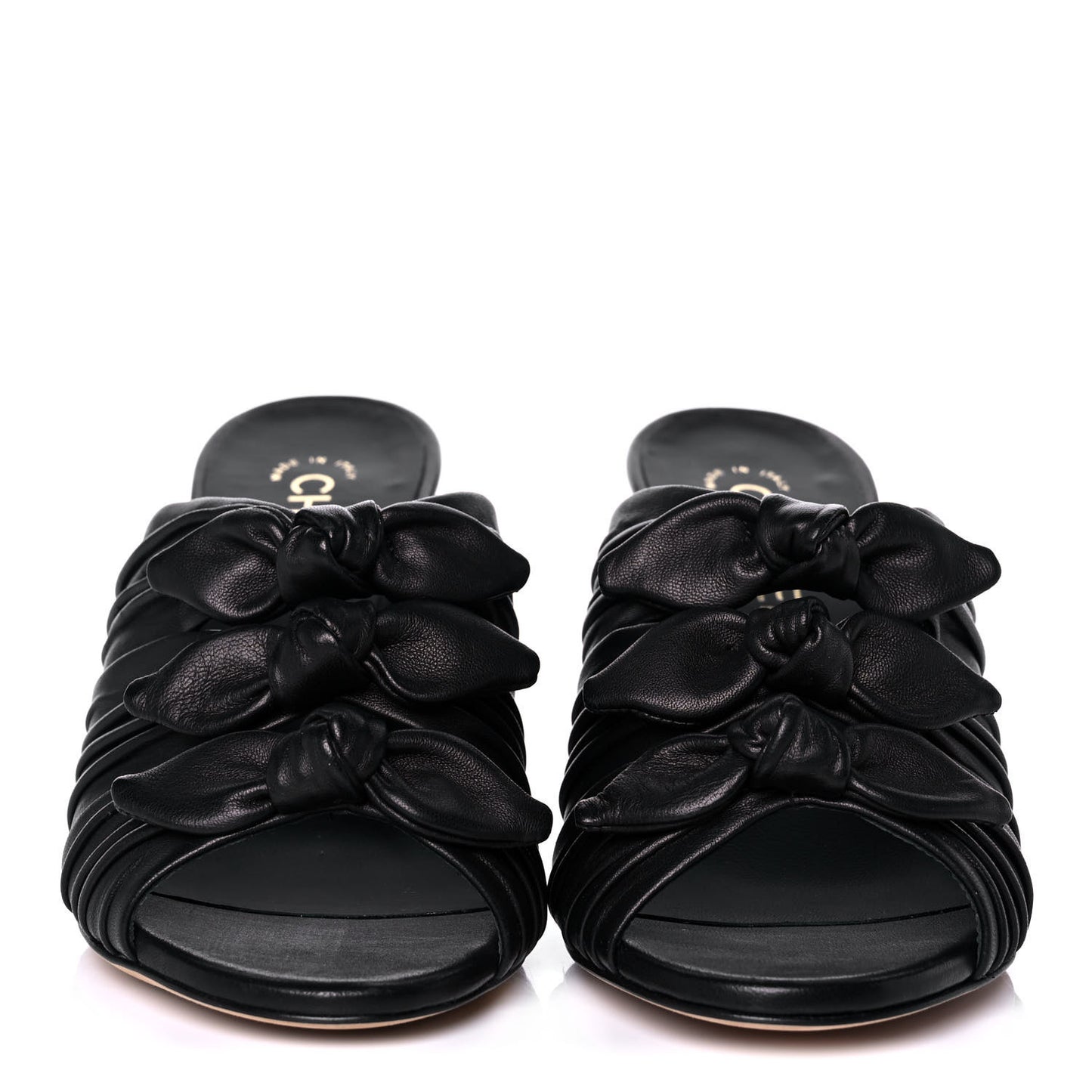 Calfskin Bows CC Mules 38 Black