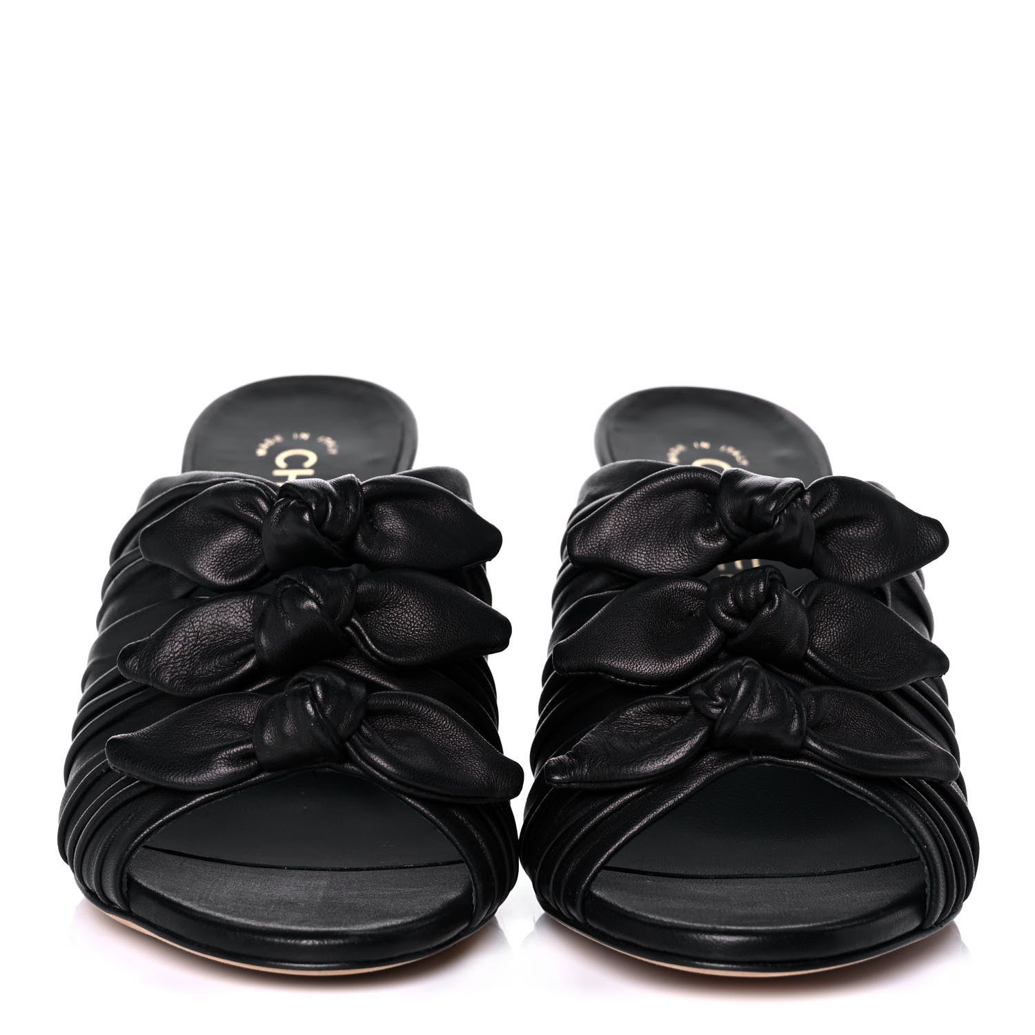 Chanel Calfskin Bows CC Mules 38 Black 2 of 10