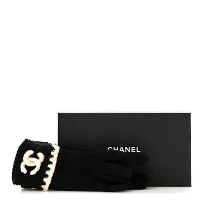 Chanel Wool Cashmere Silk Logo Gloves Black 4 of 4