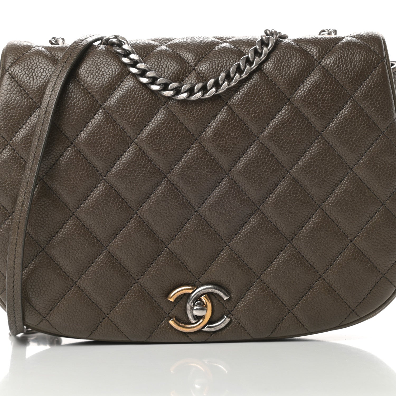 Chanel Caviar Quilted Casual Pocket Messenger Flap Khaki 8 of 13