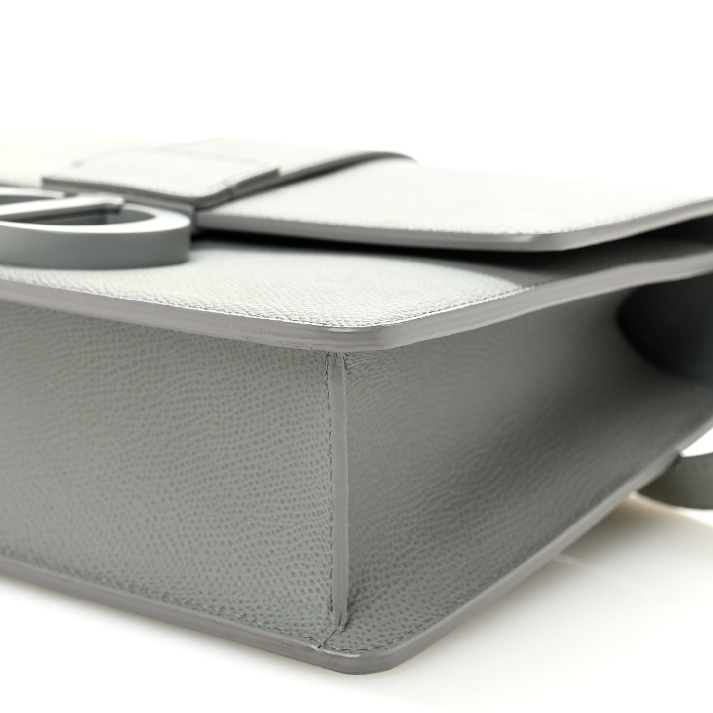 Ultra Matte Grained Calfskin 30 Montaigne Flap Bag Grey